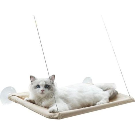 Hamac pour chat - Kaki - Hamac pour chat - Panier de fenêtre pour chat - Lit pour chat - Coussin pour chat - Tapis de fenêtre - Jusqu'à 17,5 kg - 55 x 35 x 2,5 cm - Été