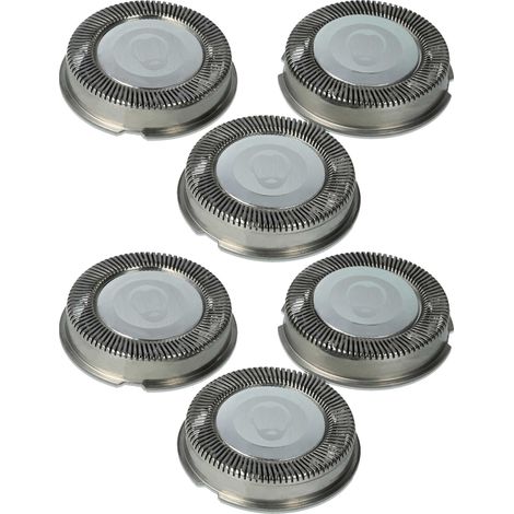 vhbw 6x Ersatz-Scherköpfe kompatibel mit Philips HQ3405, HQ342, HQ322, HQ33, HQ30, HQ300, HQ32, HQ320, HQ302, HQ304 Elektrorasierer