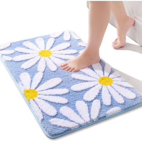 1 Tapis De Bain 40x60cm Motif Marguerites 3d Doux Absorbant Antidérapant Pour Salle De Bain Cuisine (1/5)