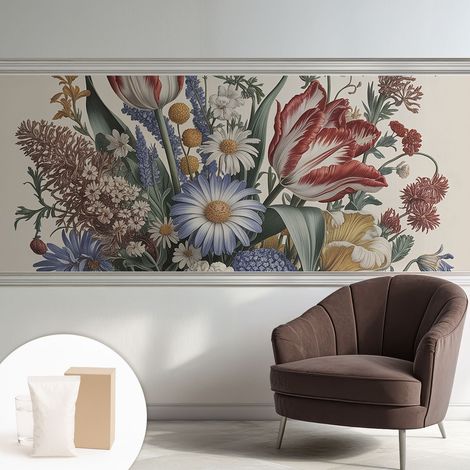 Fototapete Vliestapete mit Kleber - modern Wohnzimmer - Wanddekoration - einfach anzubringen Blumenstrauß 250x104 cm (1/5)
