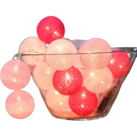 Guirlande lumineuse de boules de coton, 20 boules de coton LED, alimentée par piles, guirlande féérique de boules de coton de 3 cm, idéale pour la Saint-Valentin, les mariages, les fêtes et la décorat (1/5)