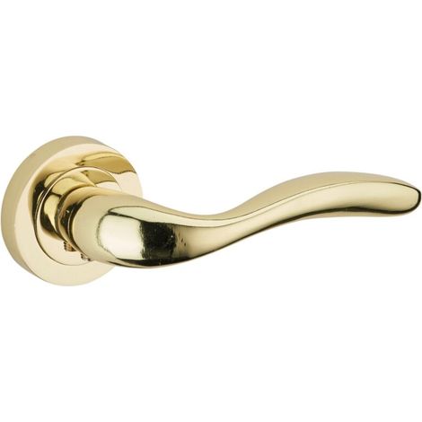 Paire de béquilles pour porte, carré 7mm, laitonnée - (1/2)