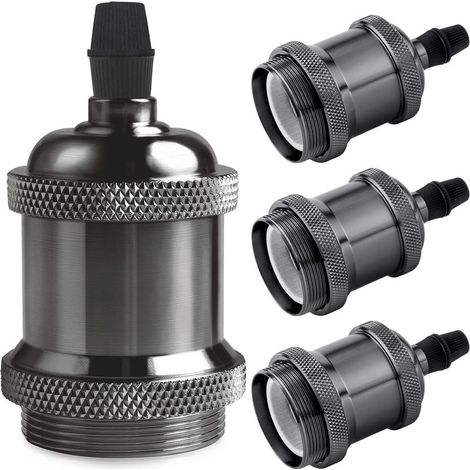 4Pcs Vintage E27 Lamp Socket, Edison Retro Pendant Lamp, Solid Ceramic Adapter, Black Pearl Socket (1/5)