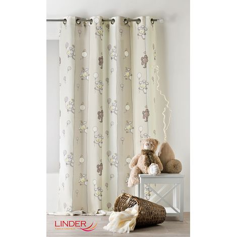 Rideau de porte pour enfant 138x260 cm – 100% polyester – Finition 8 oeillets ronds canon de fusil – Lavable en machine – Linder (1/3)