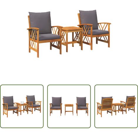 vidaXL Geölt -  Gartensofa-set mit Kissen 3 pcs Öl-Natur Massivholz Akazie (1/5)