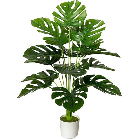 Plantes Artificielles en Pots Fausse Plante Interieur Arbre Artificiel Verte Décoration pour Chambre à Coucher Cuisine Salon Salle de Bain Bureau Balcon (75cm Grand Palmier Monstera) (1/5)