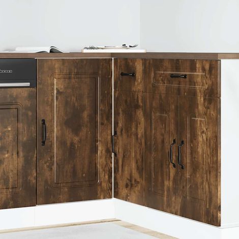 Mueble bajo de cocina Kalmar de madera ingeniería roble ahumado vidaXL