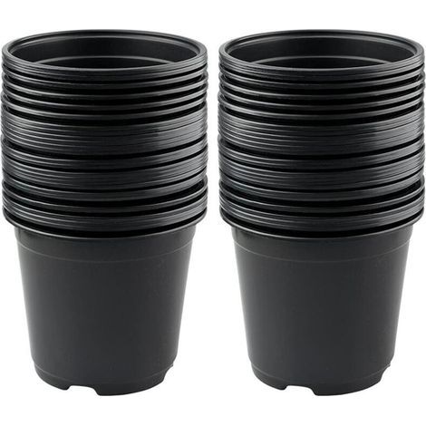 Packung mit 50 schwarzen, flexiblen Kunststoff-Blumentöpfen, 15 cm – Für Sämlinge und Stecklinge – Hohe Atmungsaktivität und Flexibilität (1/5)