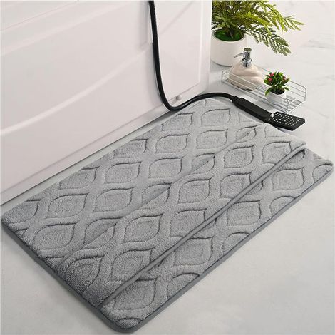 Badematte aus Memory-Schaum – weich, saugfähig und plüschig – waschbare und rutschfeste Luxus-Badematte aus Baumwolle – 40 x 60 cm – marokkanisches Grau