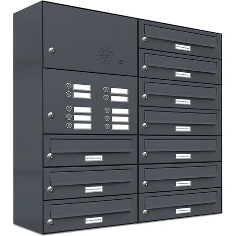 10er Briefkasten Anlage Aufputz - Wandmontage RAL 7016 Anthrazit Klingel (1/5)