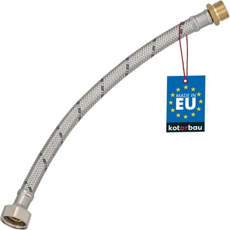 KOTARBAU® Flexible Robinet 1/2" x 3/8" - Flexible Eau - Tuyau Robinet 30 cm - Mâle x Femelle - Rallonge Robinet Cuisine Flexible - Acier Inoxydable - Tuyau Flexible Plomberie (1/4)