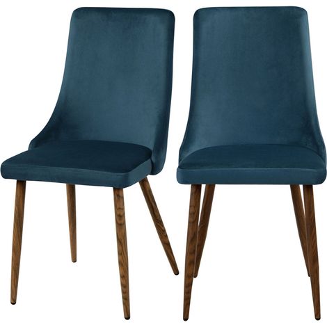 Lot de 2 chaises en velours bleu - VINNI (1/5)