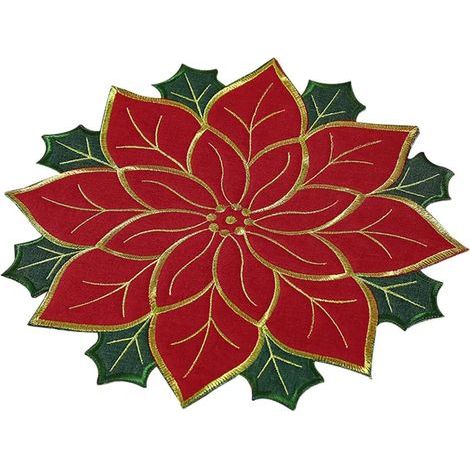 Lntyq Sets de table motif feuilles de houx – Tapis isolant pour cuisine de vacances Sets de table fantaisie imperméables pour centres de table pour mariages, fêtes, festivals (1/5)