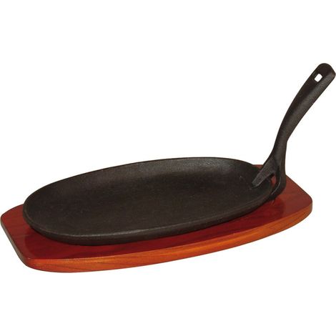 Plat de service en fonte avec base en bois 240x140x20 mm - Stalgast