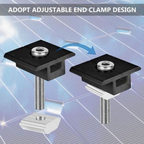 Fixation Panneau Solaire: 10 Pièces Support Panneau Solaire en Aluminium 30 mm, Support Montage Panneau Solaire en T pour Panneau P (1/5)