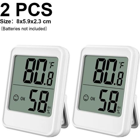 2 Thermomètres et Hygromètres numériques, mesure précise de la température et de l'humidité, adaptés pour la maison, la serre, le bureau, les plantes, la cave (blanc) (1/5)