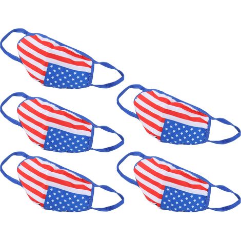 Lot de 5 masques en coton lavables à imprimé drapeau américain pour adultes