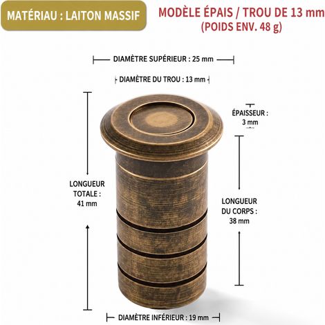 Cache-poussière bronze antique pour verrou à coulisse, trou de 13 mm 13mm réf 3436 4,1 × 2,5 × 2,5 cm 48 g – Livraison gratuite