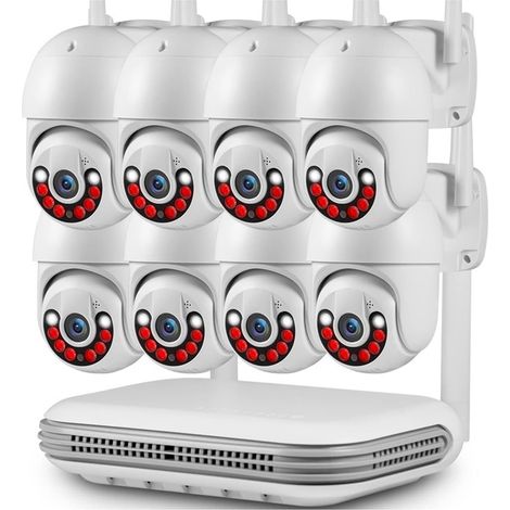 Système de caméra de sécurité à domicile H.265 3MP Full HD 8CH sans fil NVR sécurité WIFI IP caméra système Kit Surveillance extérieure CCTV visage Audio vidéo enregistreur ( Size : None , Color : 8CH (1/5)