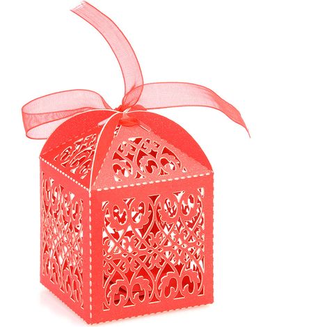 50 boîtes de chocolats rouges et de sucre pour cadeaux de mariage, décorations de mariage et d'anniversaire (1/5)