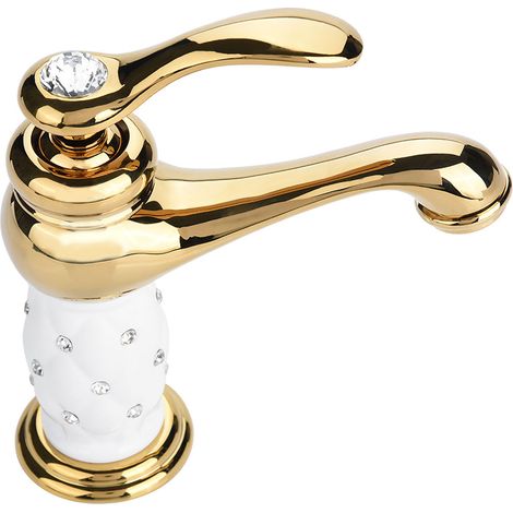 Robinet de Lavabo Mixte en Laiton Doré avec Ornements pour Eau Froide/Chaude (1/5)