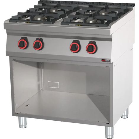 Fourneau à gaz 4x brûleur avec soubassement REDFOX - SP 70/80 G - REDFOX