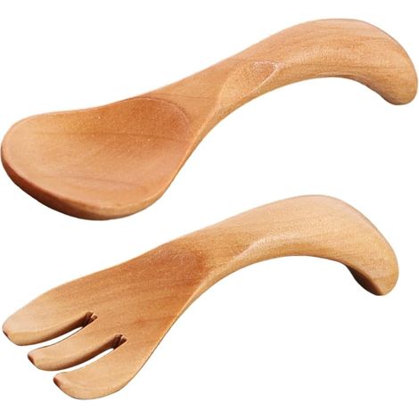 Fourchette et cuillère élégantes en bois pour garçons et filles, accessoires pour le déjeuner scolaire, ustensiles
