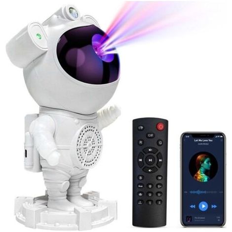 (Blanc)Veilleuse projecteur Astronaute LED - Ciel Etoile Galaxie Nébuleuse - KINGCENTON - Haut-parleur Bluetooth - télécommande -Blanc