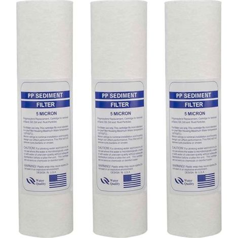 10 pouces-254mm filtre à eau, Polypropylène Cartouche, PP Coton Filtre À Sédiments Remplacement 3 Pièces - 5 Micron (1/4)