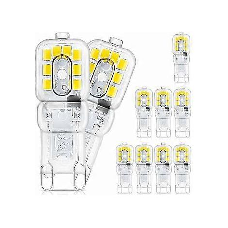 Lot de 10 ampoules LED G9, 3 W, équivalent à 33 W halogène, blanc lumière du jour