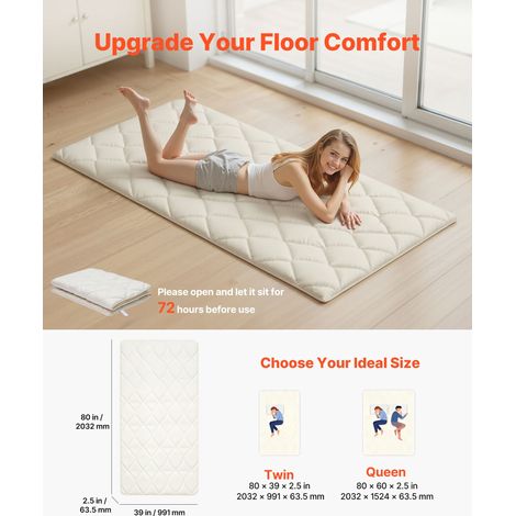 Matelas Futon Portable Pliable 991x2032x63,5 mm, Matelas de Sol avec Sac de Rangement et Sangles, Futon Japonais Tatami Tapis pour… (1/5)