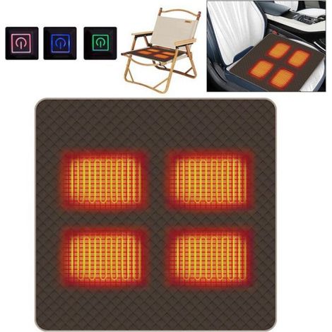 5V Coussin chauffant pour chaise de bureau, coussin chauffant USB, chaleur rapide, lavable en machine,4545cm (1/4)