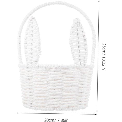 KOWOLL Panier tressé fait main en forme de lapin de Pâques, idéal pour ranger bonbons et jouets, pour la chasse aux œufs et les décorations festives. (1/5)