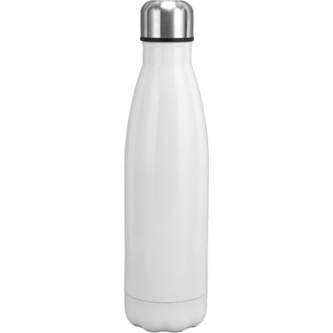 Gourde isotherme en acier inoxydable en forme de cola, idéale pour l'école, les sports de plein air, le camping, la randonnée et les voyages. Blanc éclatant. (1/5)