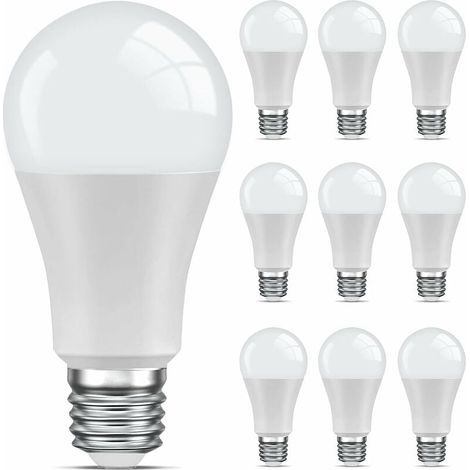 Confezione da 10 lampadine LED E27, bianco caldo, 6500K, lampadina standard, 9W equivalente a 60W, non dimmerabile, 220V-240V per casa, ristorante, bar (1/4)