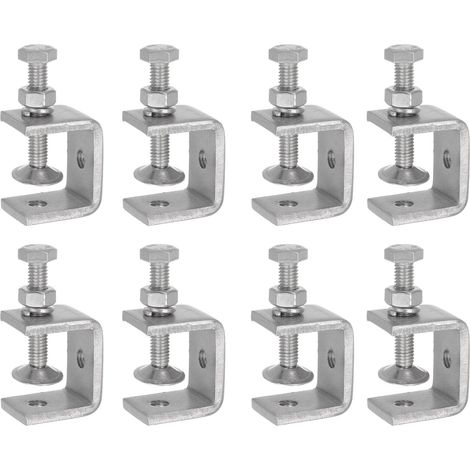 Lot de 8 colliers de serrage en C en acier inoxydable de 30 mm de large, ouverture de mâchoire de 0 à 25 mm, pince en C en acier inoxydable pour travail du bois, soudure, bâtiment, montage (1/5)