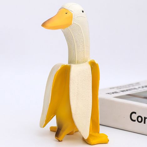 Décoration de bureau en forme de canard banane, mignonne et innovante, en résine synthétique jaune banane, pour la maison ou le bureau. (1/5)