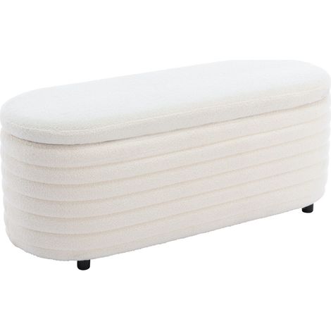 Banc de Rangement en Fausse Fourrure Banc d'entrée Pliable Coffre de Rangement d'une Capacité de 120L Banc Chaussure pour Salon, Beige