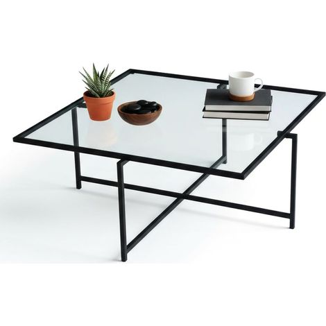 Dmora - Wohnzimmertisch Dabih, Niedriger Wohnzimmertisch, Kaffeeregal, Couchtisch für Sofa, 85x85h35 cm, Schwarz, mit verstärkter Verpackung