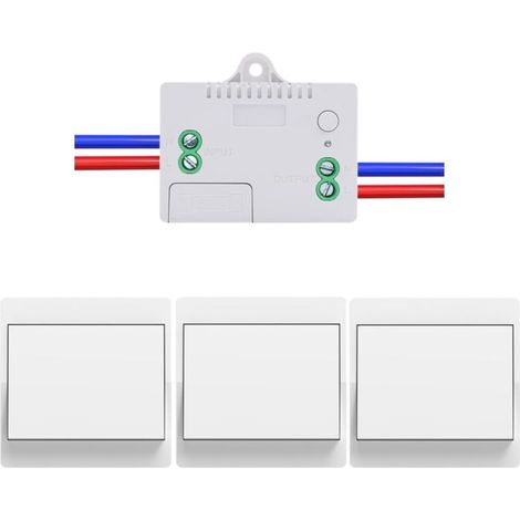 EU interrupteur sans fil sans piles Lot de 3 kit interupteur sans fil autoalimente va et vient sans fil sans pile radio interrupteur a distance eclairage domestique (EU 1Gang 3V1 A)