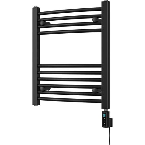 Zennor - Black Electric Towel Rail H600mm x W500mm Curved 200w Thermostatic WIFI (1/3)