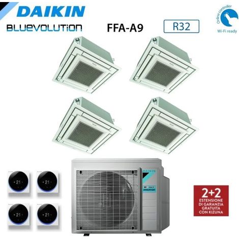 Climatizzatore Condizionatore Daikin Bluevolution Inverter Quadri Split a Cassetta FFA-A 12+12+12+12 con 4MXM80N R-32 Wi-Fi Optional Con Griglia Bianca Inclusa 12000+12000+12000+12000 - Garanzia Itali