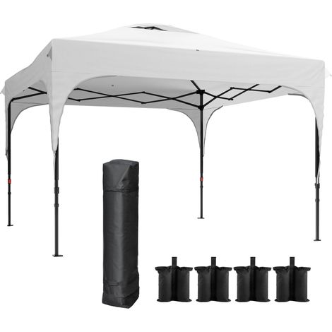 Outsunny Gazebo Pieghevole 3x3 m ad Altezza Regolabile su 3 Livelli Bianco
