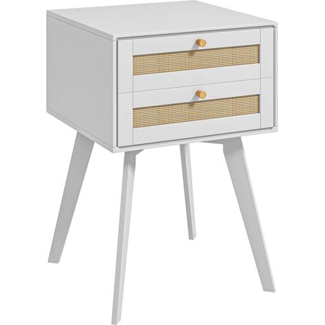 Table de chevet blanche, style Cannage, avec 2 tiroirs, petite table d'appoint 40 x 40 x 60 cm