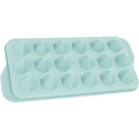 Moule à glaçons en forme de diamant, 18 cavités, bleu, avec couvercle, démoulage facile, en PP de qualité alimentaire, pour réfrigérateur, fabrication de glaçons mignonne et pratique. (1/5)