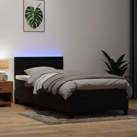 Boxspringbett mit Matratze & LED Schwarz 80x220 cm Samt