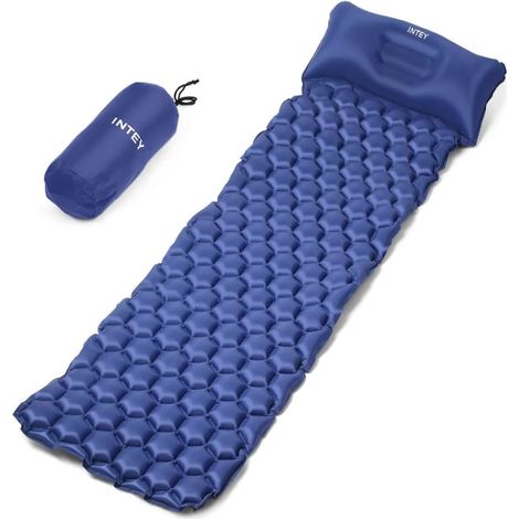 Tapis de sol gonflable camping avec oreiller, matelas de randonnée, ensemble portable pour voyage et trekking, léger et compact, idéal pour sac à dos. (1/4)