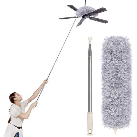 Plumeau en microfibre avec manche d'extension 30" à 100", plumeau pliable à grande portée (1/5)