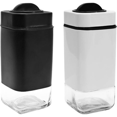 Ensemble aus 2 Salières und Poivrières, Pot à épices mit einstellbarem Verseur, Schwarz und Weiß, 10 x 4,6 cm (1/5)