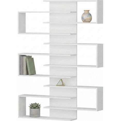 Bücherregal Trenzano, Bibliothek 11 Etagen, Wandmontage, 75x21x161h cm Weiß